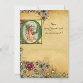 STORK GIRL BABY SHOWER FLORAL PARCHMENT MONOGRAM KAART (Achterkant)