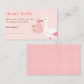 Stork Girl Baby shower Luier Raffle Tickets Informatiekaartje (Voorkant / Achterkant)