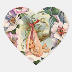 STORK GIRL-BABY SHOWER MET PINK WILD-ROZEN HART STICKER