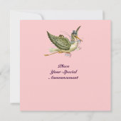 STORK GIRL BABY SHOWER MONOGRAM Pink White Kaart (Achterkant)