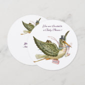 STORK GIRL BABY SHOWER Pink White Champagne Kaart (Voorkant / Achterkant)