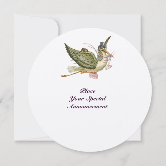 STORK GIRL BABY SHOWER Pink White Champagne Kaart (Achterkant)