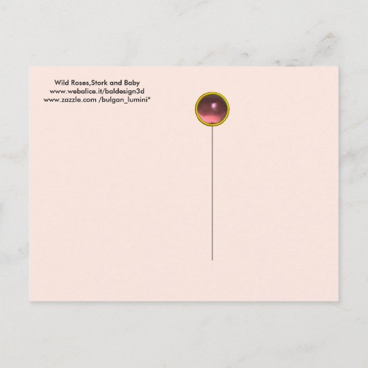 STORK GIRL BABY SHOWER, PINK WILD ROZEN MONOGRAM UITNODIGING BRIEFKAART (Achterkant)