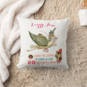 STORK GIRL BABY SHOWER Roze witte Baby Kussen (Deken)