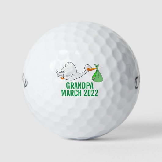 Stork Grandpa/oom Baby Announcement Golf Balls Golfballen (Voorkant)