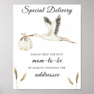 Stork - Help de drukke moeder-to-be geadresseerde Poster