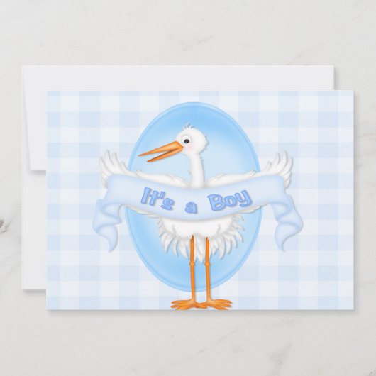 Stork Het is een Baby shower-uitnodiging. Kaart (Voorkant)