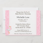 Stork Het is een Girl Baby shower Uitnodiging (Achterkant)