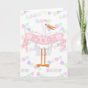 Stork Het is een meisje aankondiging Kaart