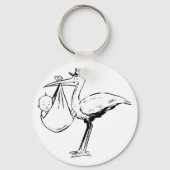 Stork Holding A Baby Sleutelhanger (Voorkant)