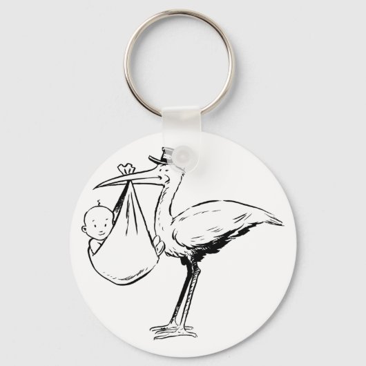 Stork Holding A Baby Sleutelhanger (Voorkant)