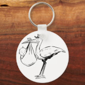 Stork Holding A Baby Sleutelhanger (Voorkant)