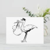 Stork Holding A Baby-uitnodigingen Kaart (Staand voorkant)