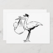 Stork Holding A Baby-uitnodigingen Kaart (Voorkant / Achterkant)