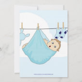 Stork Holding Blue Baby Bundles Baby shower Kaart (Achterkant)