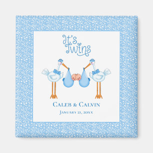 Stork Holding Twin Boys Magnet