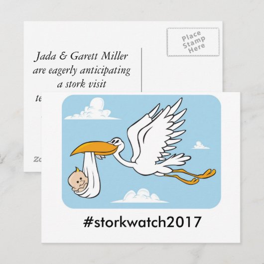 Stork-horloge Briefkaart (Voorkant / Achterkant)