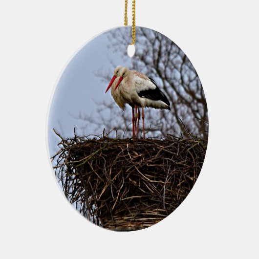 Stork in Nest Keramisch Ornament (Rechts)