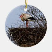 Stork in Nest Keramisch Ornament (Voorkant)