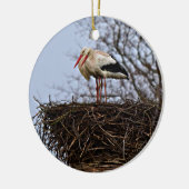 Stork in Nest Keramisch Ornament (Links)