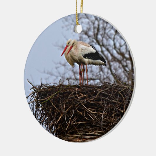 Stork in Nest Keramisch Ornament (Links)