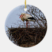 Stork in Nest Keramisch Ornament (Achterkant)