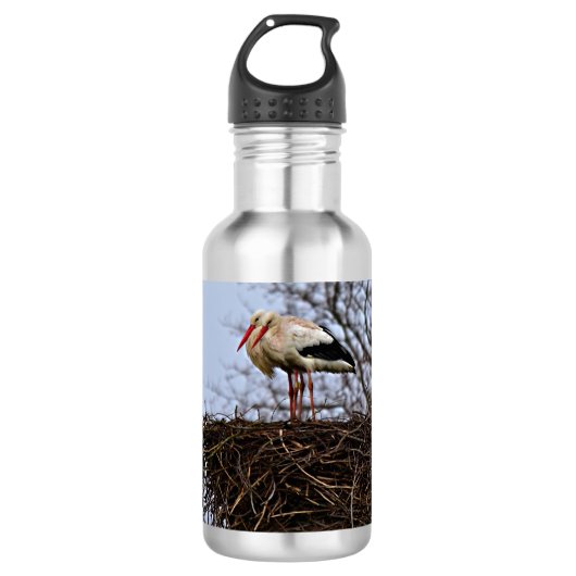 Stork in Nest Waterfles (Voorkant)