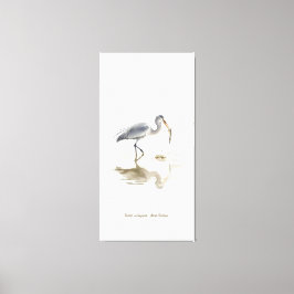 Stork in water canvas afdruk