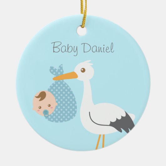 Stork levert Cute Baby Nursery Room Decor Keramisch Ornament (Voorkant)