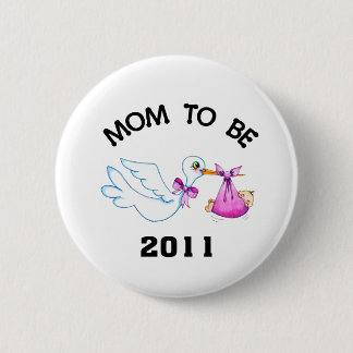 Stork mam om te worden ronde button 5,7 cm