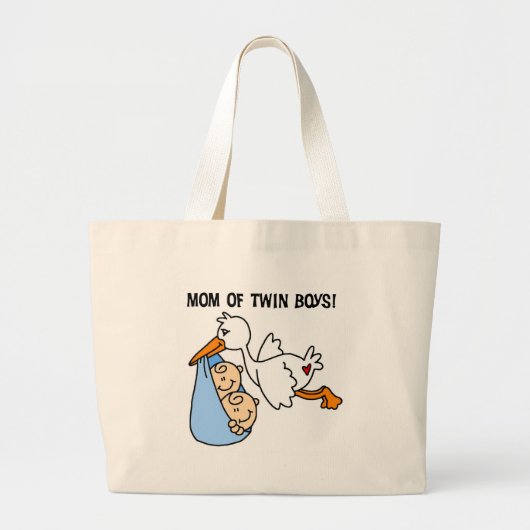 Stork mam van Twin Boys Grote Tote Bag (Voorkant)
