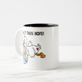 Stork mam van Twin Boys Tweekleurige Koffiemok (Voorkant links)