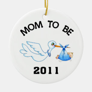Stork mama om jongens te zijn keramisch ornament