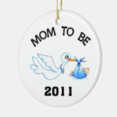 Stork mama om jongens te zijn keramisch ornament (Links)