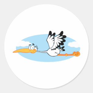 Stork Mascot Cartoon Karakter Ronde Sticker