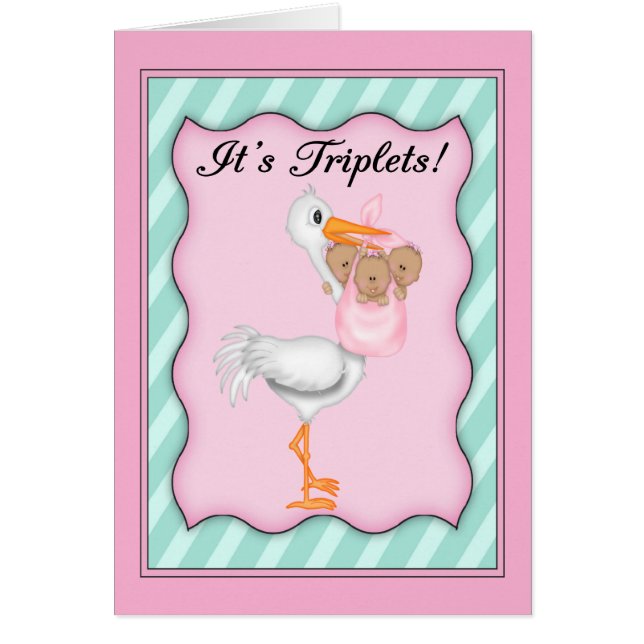 Stork met Afrikaanse Amerikaanse meisjesdriplets (Voorkant)