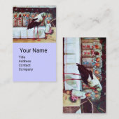 STORK MET BABIES, BLAUWE WITTE BABY REEKS VISITEKAARTJE (Voorkant / Achterkant)