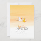 Stork met baby nieuwe babyshower uitnodigingen (Achterkant)