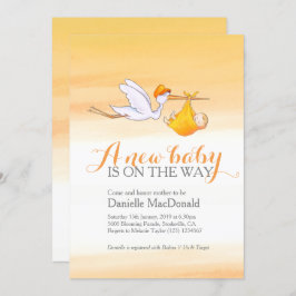 Stork met baby nieuwe babyshower uitnodigingen