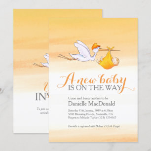 Stork met baby nieuwe babyshower uitnodigingen
