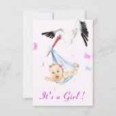 Stork met Baby shower Invitation Voorbeeld Kaart (Achterkant)