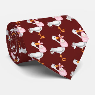Stork met babymeisje stropdas