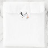 Stork met een Baby-bundel Ronde Sticker (Tas)