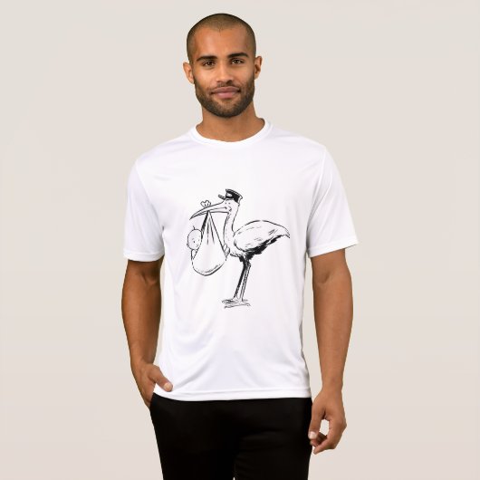Stork met een Baby Mannen actief T-shirt (Voorkant volledig)