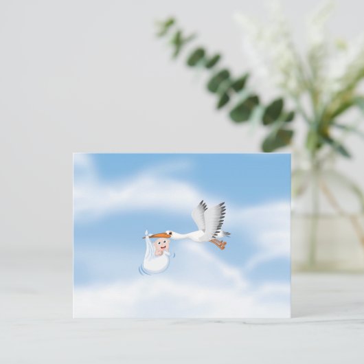 Stork met nieuw geboren Baby Briefkaart (Staand voorkant)