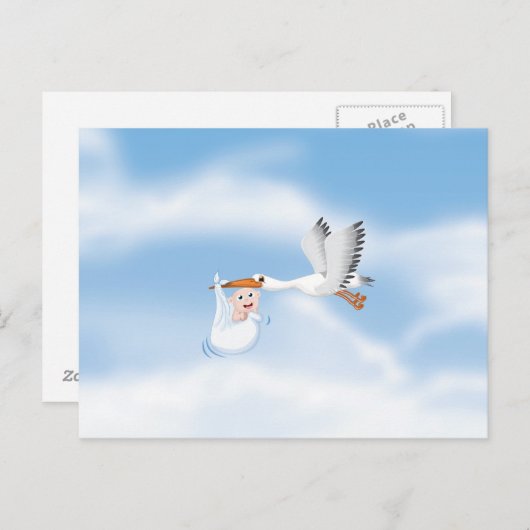 Stork met nieuw geboren Baby Briefkaart (Voorkant / Achterkant)
