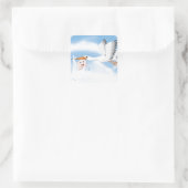 Stork met nieuw geboren baby vierkante sticker (Tas)