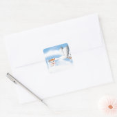 Stork met nieuw geboren baby vierkante sticker (Envelop)