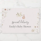 Stork mini-flesetiket voor baby shower sparkling wijnetiket (Enkel label)