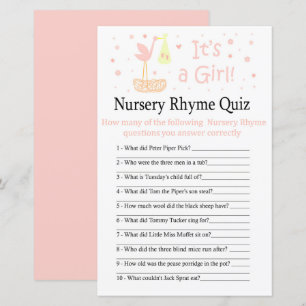 Stork nest Nursery Rhyme Quiz baby shower game